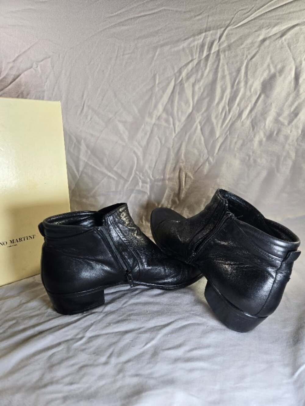 Italian Black Leather Men's Zip-Back Oxfords